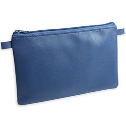 effektivo Bank bag with zip, faux leather, blue, 27 x 17 cm, suitable for documents up to DIN A5