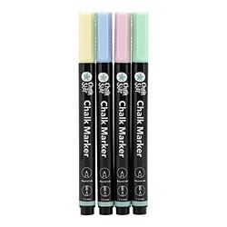 Chalk Star - Paket med 4 pastellfärgade flytande bläckmarkörer för Blackboard, Chalkboard, fönster eller glas – runda 1–2 mm nibs, hög kvalitet – perfekta halvpennor för skyltar och advertismer