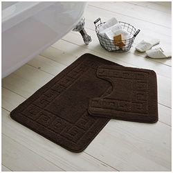 GC GAVENO CAVAILIA 2 Piece Washable Bathroom Mat, Extra Absorbent Anti Slip Bath Mats, Super Soft Toilet Rugs Set, Choco, (50x80, 50x40 cm), Refular