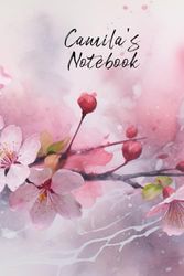 Camila’s Notebook: Personalized Diary Journal for Camila, Stylish Watercolor Apple Blossom Diary, 6"x 9" 160 Lined Pages