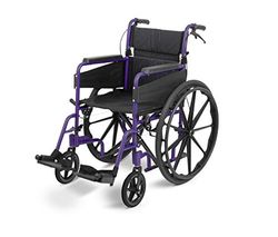 Days Escape Lite Self Propelled Narrow Wheelchair, Purple, Lightweight and Foldable Frame, Aluminium Wheelchair, Portable Transit Travel Chair, Removable Footrests