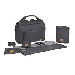 Lässig Goldie Twin Bag - Bolsa para fraldas, bolsa de bebé, com função mochila incluída - antracite
