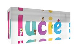 Little Helper Souvenir Décoratif en Acrylique Transparent Poli comme Diamant Style Illustratif Coloré avec le Nom de Jeune Fille Lucie 5 x 15 x 2 cm Petit