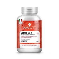 Vitamina C Masticable Pura Natural [Vegan] - Vitamina C 1000 mg para 2 Tabletas - Vitamin C para la Cara y Sistema Inmunológico - Vitaminas para el Cansancio - Vit C 180 Tabletas Sin Gluten/Lactosa