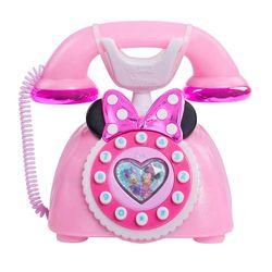 Just Play Teléfono de Juguete Disney Junior Minnie Mouse Ring Me Rotary Pretend Play Phone, con Luces y Sonidos; Juguetes para niños a Partir de 3 años