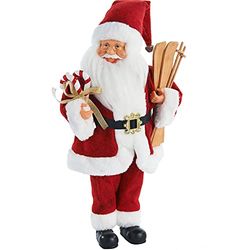 WeRChristmas Figura de Papá Noel de pie Musical Animado, Blanco y Rojo, 45 cm