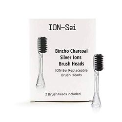 ION-Sei Têtes de brosse de rechange – 2 têtes de brosse à dents Bincho au charbon actif pour la brosse à dents sonique ION-Sei/antibactérienne avec charbon actif Bincho