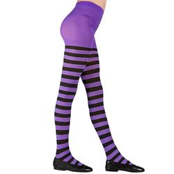 W WIDMANN MILANO Party Fashion - Panty voor kinderen, 70 DEN, accessoires voor heksen-, lieveheersbeestjes-, bijen-, elfenkostuums enz., paars/zwart, 11-14 Jaar
