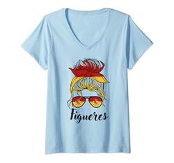 Mujer Figueres Girl, Bandera España España Camiseta Cuello V