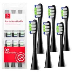 Oclean Brossettes de recharge professional B06, Compatible avec Oclean Flow, X Pro, X Pro Elite, X Pro Digital, X10, X Ultra, Air2, F1, Approuvés Par La FDA,Noir-6Pcs