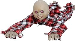FIESTAS GUIRCA | Enfant Zombie Rampant avec Lumière, Son et Mouvement (90 cm) - Décoration d'Halloween pour Fêtes et Célébrations de Terreur - Idéal pour Ambiances de Peur et Zombies - Multicolore