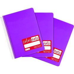 Grafoplás 98533335. Zestaw 3 notebooków ze spiralą A5, Siatka 4 mm, 80 arkuszy, 90 g, Fioletowy, Polipropylenowa pokrywka, seria ColorNote