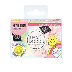 Invisibobble Hair Scrunchie Set Retro Dreamin' Pastel I 2 x Hair Bobbles Pink and Colourful for Girls and Women I Scrunchies Pink I Designed in The Heart of Munich