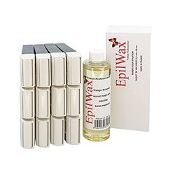 EpilWax - Lot de 12 x Roll On Cire Epilation à l'Azulène + 100 x Bandes d'Épilation + Huile après Épilation - Jambes, Aisselles, Corps - Facile à étaler et à Retirer
