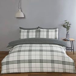 Rapport Home Harris Check Parure de lit en Microfibre pour lit Simple 180 Fils réversible Gris