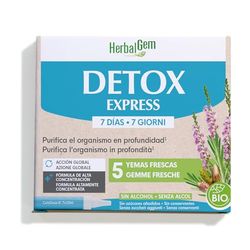 HERBALGEM - Detox Express 7 Días - Purifica profundamente el organismo - Complemento Alimenticio de Yemoterapia - Fórmula Altamente Concentrada - Acción Global - 5 brotes Frescos - Orgánico - 7x10ml