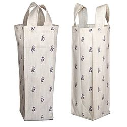 Bonamaison Bolsa de Vino de Lona de algodón con impresión Digital, Bolsa de Botella, Tapas de Botella de Vino, Bolsa de Soporte para Vino, tamaño: 16,5 x 31,5 x 7,5 cm