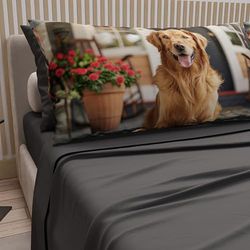 PETTI Artigiani Italiani - Sábanas de Animales con Perros de algodón con Fundas de Almohada de impresión Digital, sábanas de una Plaza y Media, Juego de Cama de una Plaza y Media, Color Gris Oscuro,