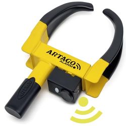ARTAGO ART872 Wielklem Met Alarm 120dB, Don't Touch System, Anti-roest Behandeling, LED Licht AAN Knop, Lange Levensduur CR2 Batterij,Antidiefstalbeveiligingsslot voor Auto, Aanhanger, Caravan, Busje