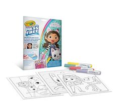 Crayola - Color Wonder, Juego para Colorear con 18 Páginas para Colorear y 4 Rotuladores Sin Manchas, tema: la Casa de Muñecas de Gabby, Actividad Creativa para Niños, edad 3, 4 y 5 años, 75-2861