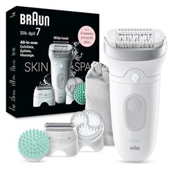 Braun Silk-épil 7-081 SkinSpa, depiladora para una fácil depilación, piel suave y sedosa, color blanco y plateado