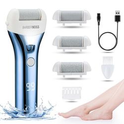 BarberBoss Lima per Piedi Elettrica per Rimozione Pelle Dura - Rimozione Calli Premium per Piedi, Lima per Piedi per Pelle Dura, Set Professionale per Pedicure per Piedi Elettrico QR-5089