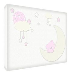 Feel Good Art BEARMOON128-13ES Tableau sur toile Motif ours dormant Rose pâle 30 x 20 cm