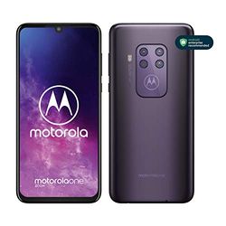 motorola one zoom mit Alexa Hands-Free Smartphone (6,4-Zoll-FHD+Display, Vierfach-Kamerasystem; 128 GB/4 GB, Android 9 Pie, Dual-SIM-Smartphone ) Lila-Metallic + Headset + Schutzcover