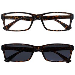 The Reading Glasses Company RS92-2 +2.50 Brown Tortoiseshell Readers With UV400 Sun Reader Value Twin Pack Mens Womens