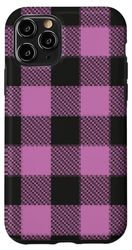 Carcasa para iPhone 11 Pro Patrón de cuadros a cuadros rosa y negro