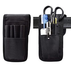 2 Soportes para bolígrafos de cinturón, Multifuncional, Ajustable, táctico, Funda de lápiz Desmontable, para Uso Militar, Puede Contener bolígrafos, Linterna, Reglas y Tijeras, Color Negro