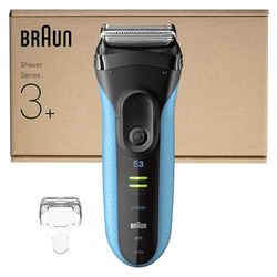 Braun Series 3 ProSkin, rasoio elettrico da uomo, con rasoio di precisione, ricaricabile e senza fili, rasoio da bar, rasoio elettrico Wet&Dry – 3040s, nero/blu