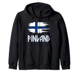 Diseño de bandera de estilo nórdico antiguo de Finlandia Sudadera con Capucha