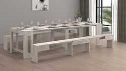 Dmora Torquato Bench Set of 2 Seats for Dining Table, Extendable Benches, 290 x 25 x 45 cm, Concrete