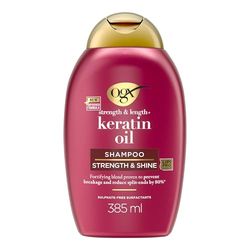 OGX - Shampooing Force & Longueur Huile de Kératine (flacon de 385 ml) – Shampoing anti-casse pour fortifier et renforcer les cheveux – Soin cheveux réparateur pour une chevelure éclatante de santé