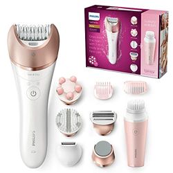 Philips Satinelle Prestige Wet and Dry Cordless Epilator for Face and Body with 7 Attachments and VisaPure Mini Facial Brush - BRP586/00