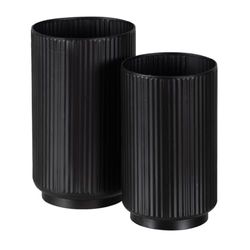 BigBuy Garden Set di fioriere nero ferro 16,5 x 16,5 x 28 cm (2 pezzi)