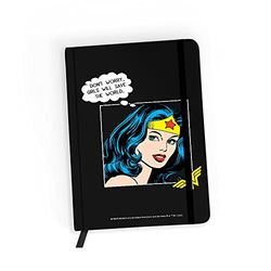 ERT GROUP Cuaderno con licencia original y oficial de DC, patrón Wonder Woman 028 black, con papel cuadriculado, A5