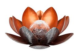 Dehner Lampada Solare Lotus, Ø 27,5 cm, Altezza 12 cm, Metallo, Argento/Rosso