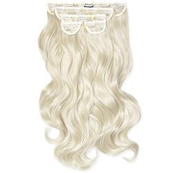Lullabellz Lot de 5 extensions de cheveux bouclés super épais à clipser, 55,9 cm de long, blond décoloré