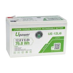 Lithium-batterij LiFePO4, 12 V, 6 Ah, lage cyclus 3000 tot 100%, 12,8 V, 77 Wh