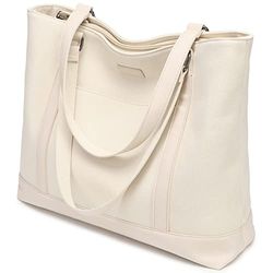 Barsine Bolsa de mano para laptop de trabajo para mujer (paquete de 1), blanco, L, Contemporáneo