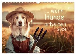 Wenn Hunde arbeiten (Wandkalender 2025 DIN A3 quer), CALVENDO Monatskalender: Zwölf interessante und witzige Bilder, zeigen Hunde in Berufen.