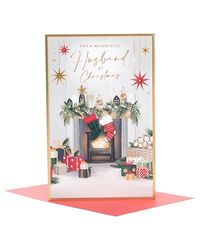 UK Greetings Kerstkaart voor echtgenoot - Gezellig ontwerp van de open haard