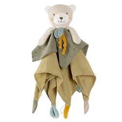 Fehn oso de peluche fehnNATUR, compañero de juegos y peluche de algodón procedente de la agricultura ecológica certificada (kbA) con chupete, para bebés y niños pequeños a partir de 0 meses