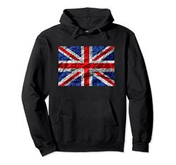 Cool Retro UK Distressed Flag Illustration Graphic Designs Sudadera con Capucha