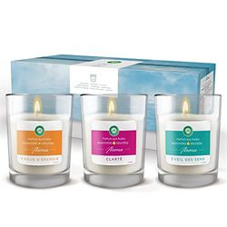 Air Wick Coffret Bougies parfumées d'Aromathérapie aux huiles essentielles - Jusqu'à 120h de Combustion (Lot de 3) - Cadeau de Fête de mères