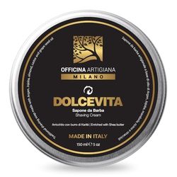 Officina Artigiana Milano Sapone da Barba Dolcevita 150ml – Sapone Artigianale da Rasatura con Burro di Karité, Argan, Jojoba – Made in Italy – Texture Ricca e Protettiva