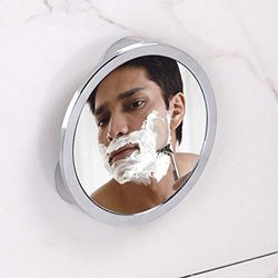 iDesign Espejo redondo para la ducha, pequeño espejo de ducha de metal cromado con ventosa, espejo antivaho para afeitarse en el baño, plateado