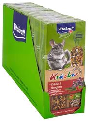 Vitakraft Kräcker, Knabbelstaafjes, Knaagdier snack, voor chinchilla's, voor gebitsverzorging, met kruiden, met rozenbottel, geen suiker en granen toegevoegd (10x 112g)